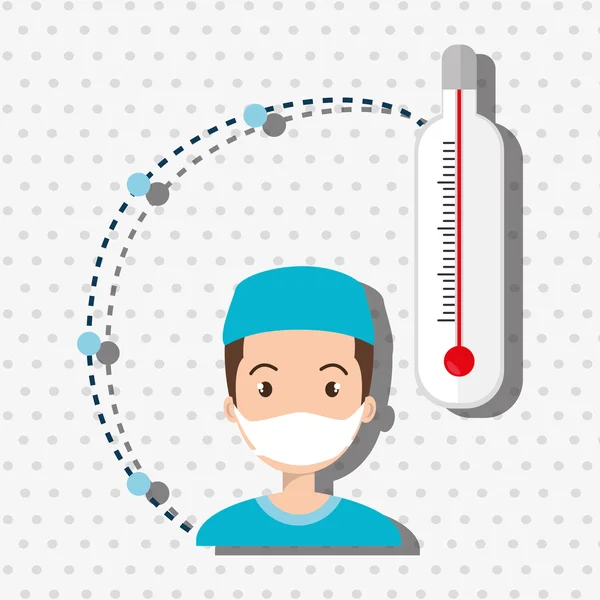 Homme thermomètre personnel médical — Image vectorielle