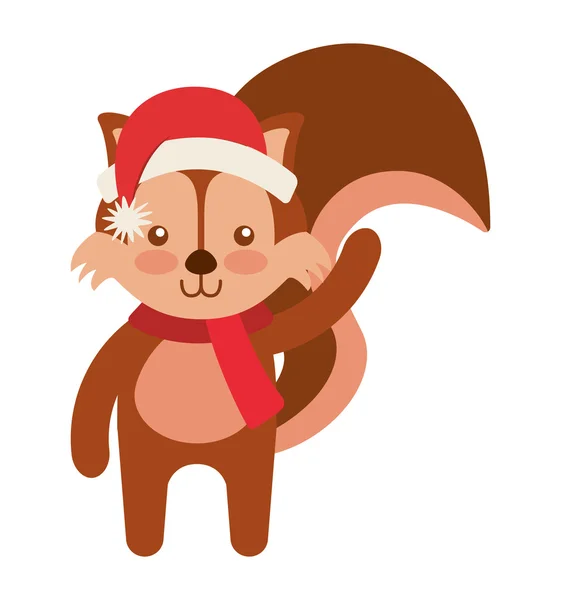 Lindo animal con ropa de Navidad — Vector de stock