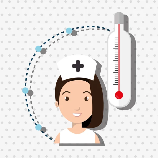 Kadın sağlık personeli termometre — Stok Vektör