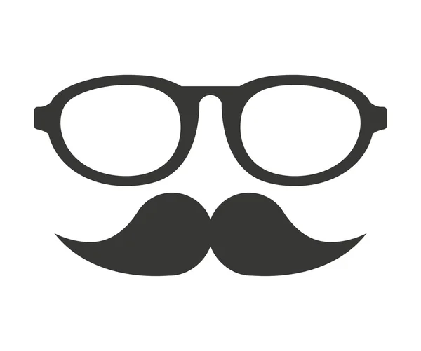 Mustasch och glasögon hipster stil — Stock vektor