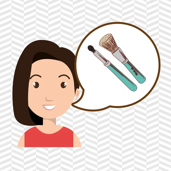 Mujer maquillaje cepillo — Vector de stock