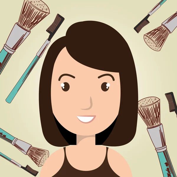 Woman make up brush — Stock Vector