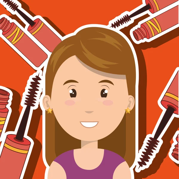 Mujer maquillaje cepillo — Vector de stock
