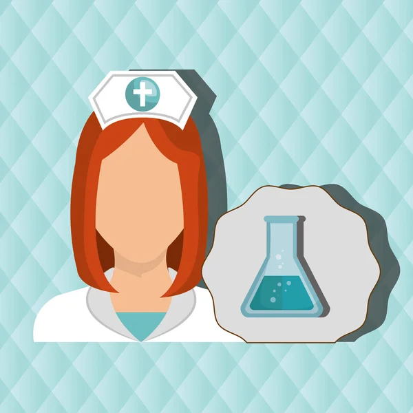 Enfermeira mulher tubo laboratório química — Vetor de Stock