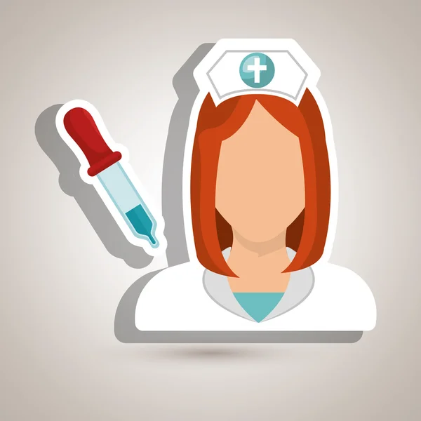 Infirmière femme tube laboratoire chimie — Image vectorielle