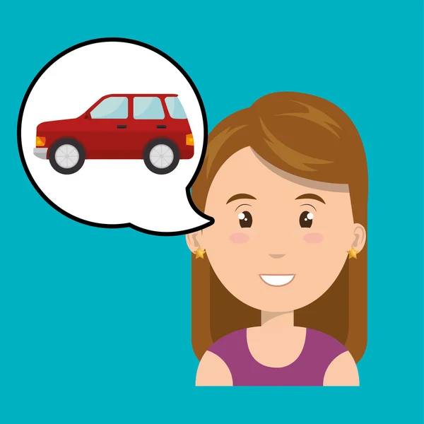 Kadın araba araç taşıma — Stok Vektör