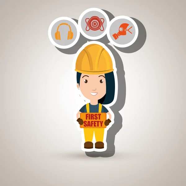 First safety worker icon — Stock Vector