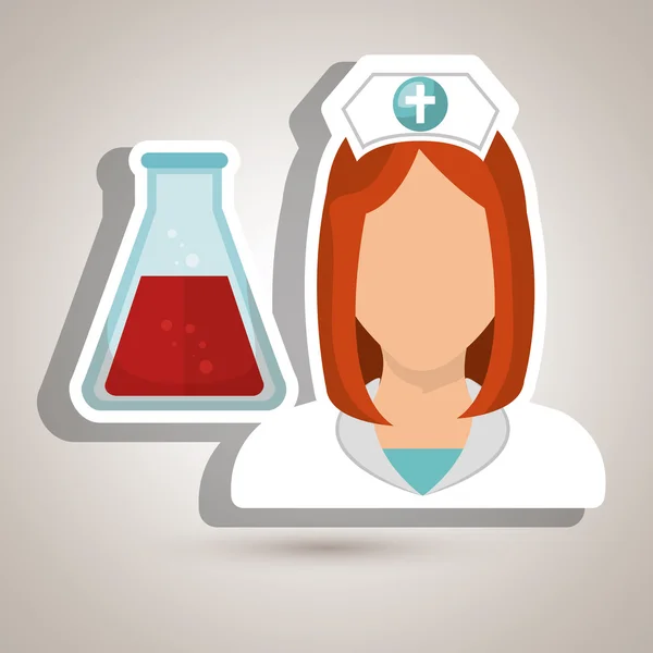 Zdravotní sestra žena trubice laboratoře chemie — Stockový vektor