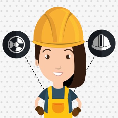 kadın işçi kask eldiven