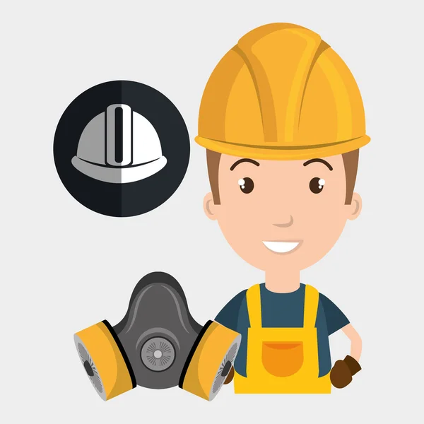 Worker sisak maszk gáz — Stock Vector