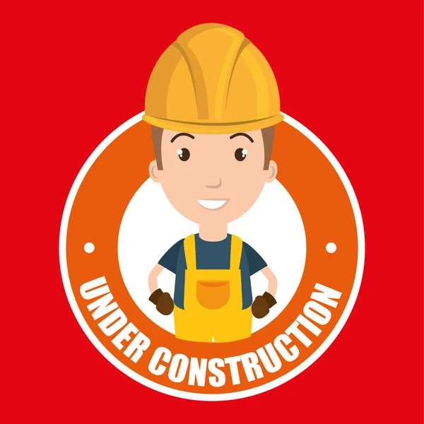 En el sitio web del trabajador de construcción — Vector de stock