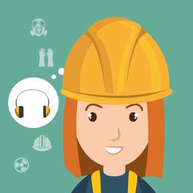 kadın işçi ekipman koruma