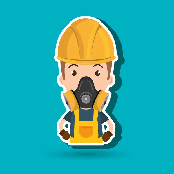 Άνδρας εργαζόμενος μάσκα αερίων — Διανυσματικό Αρχείο