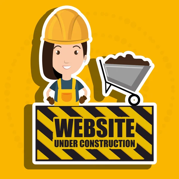 Mujer sitio web en construcción avatar — Vector de stock