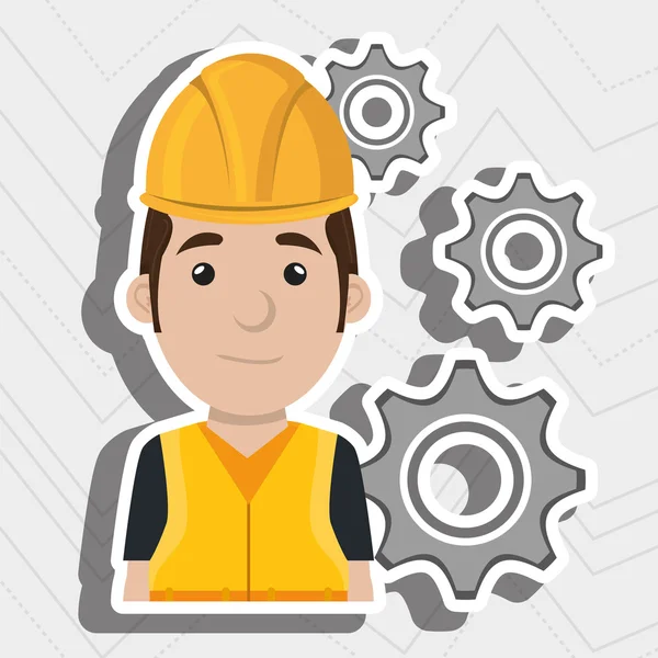 Man worker gears team — Stock Vector