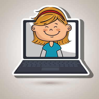 Kız dizüstü öğrenci cap