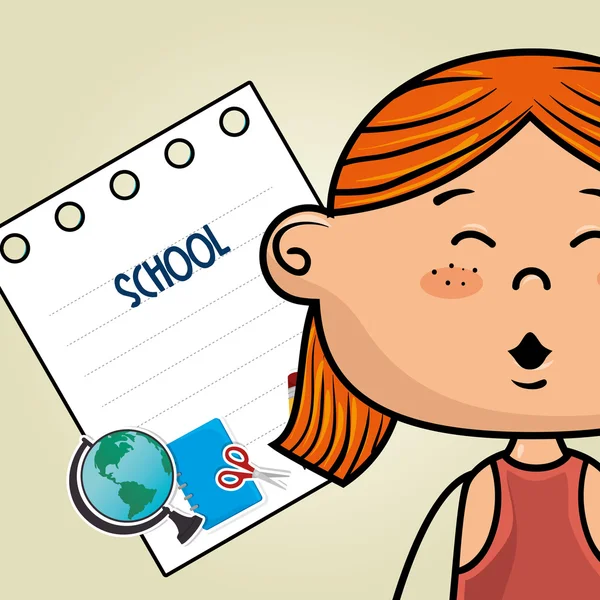 Dívka kreslené školní studentské ikona — Stockový vektor