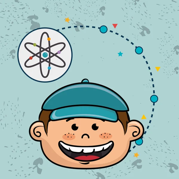 Boy cartoon atom ikonen — Stock vektor