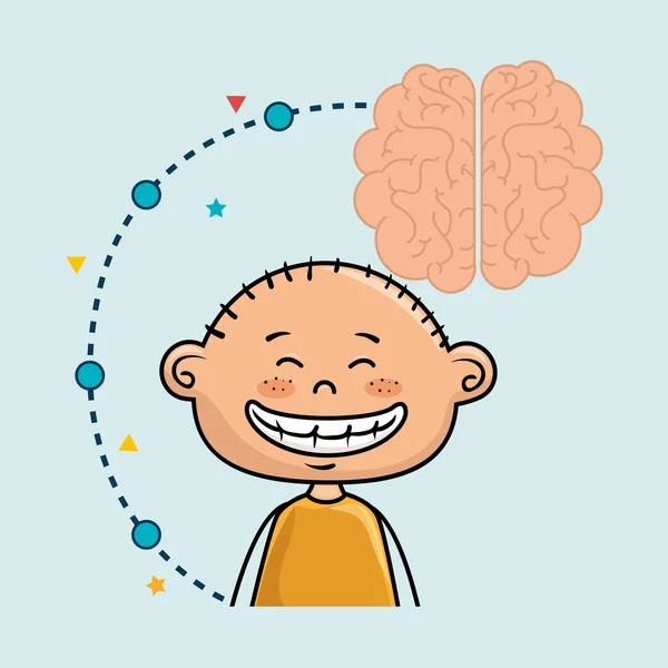 Boy cartoon brain idea — Stock Vector