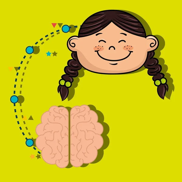 Девушка мультяшная идея мозга — стоковый вектор