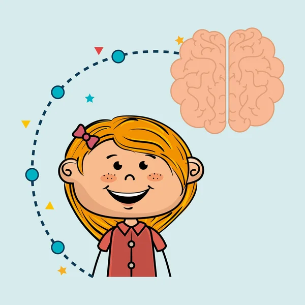 Κορίτσι καρτούν εγκεφάλου ιδέα — Διανυσματικό Αρχείο