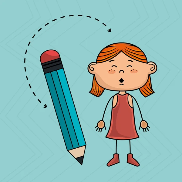 Niño icono de lápiz de dibujos animados — Vector de stock