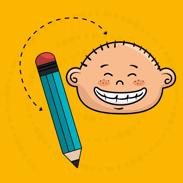 Niño icono de lápiz de dibujos animados — Vector de stock