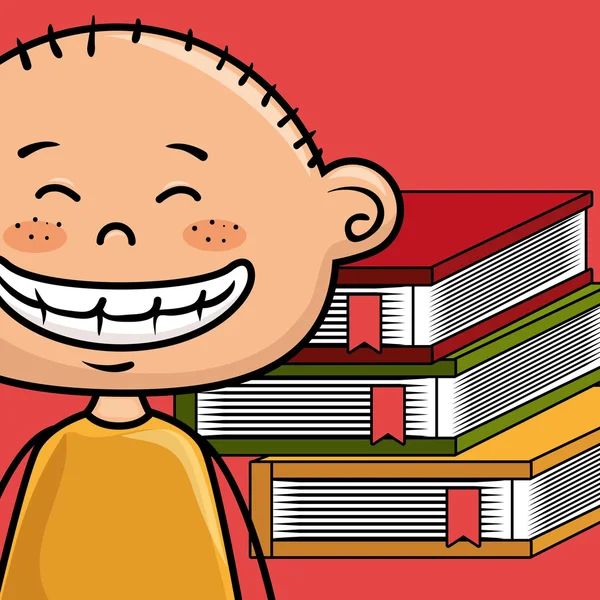 Menino desenhos animados laptop livros — Vetor de Stock