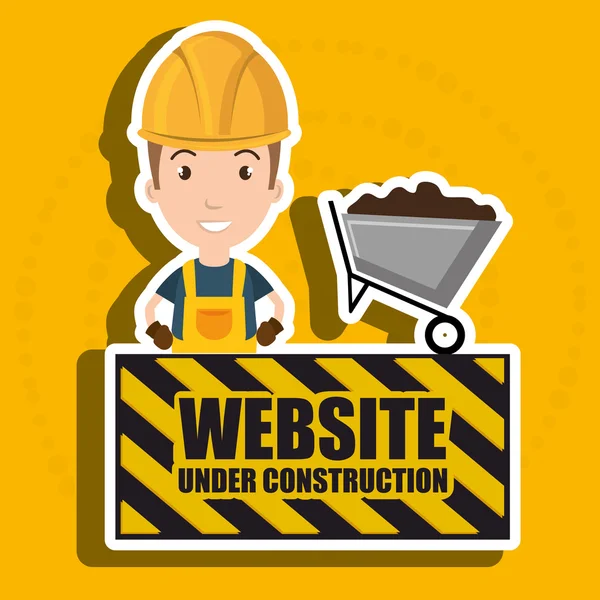 Homem website em construção avatar —  Vetores de Stock