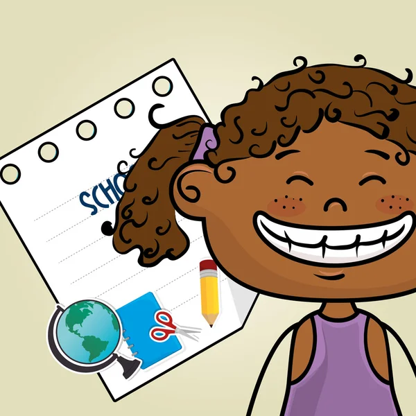 Dívka kreslené školní studentské ikona — Stockový vektor