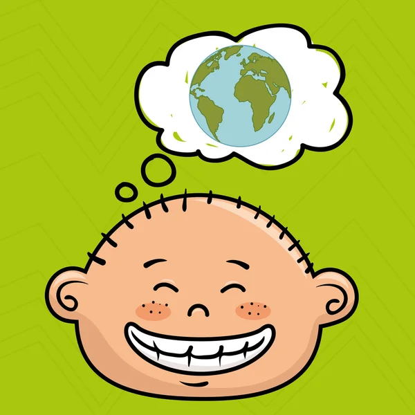 Cartoon boy mapa global — Vector de stock