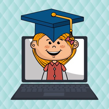 Kız dizüstü öğrenci cap