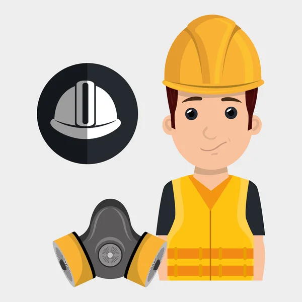Arbeiter Helm Maske Gas — Stockvektor