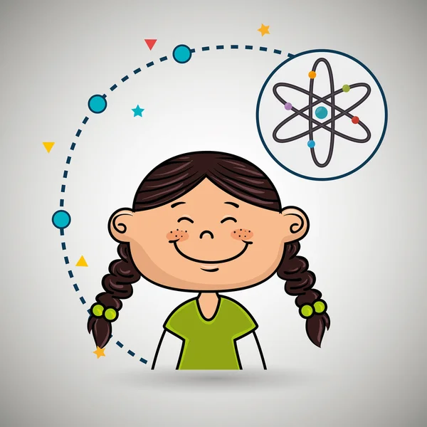 Dziewczyna kreskówka atom ikona — Wektor stockowy