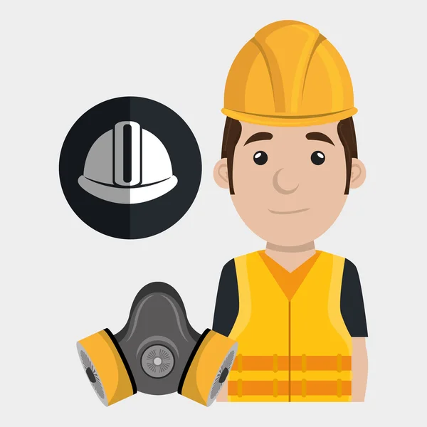 Worker sisak maszk gáz — Stock Vector