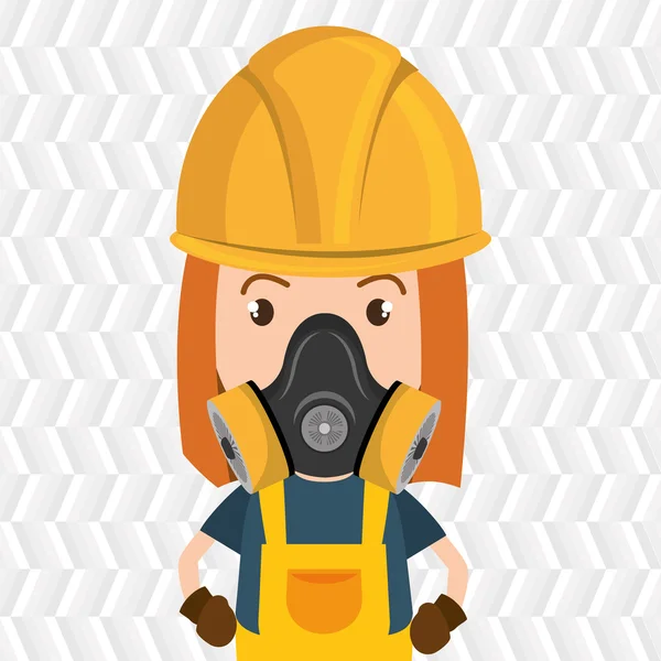 Kadın işçi maskesi gaz — Stok Vektör