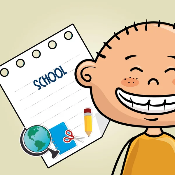 Niño caricatura escuela estudiante icono — Vector de stock