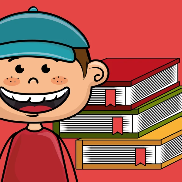 Junge Cartoon Laptop Bücher — Stockvektor