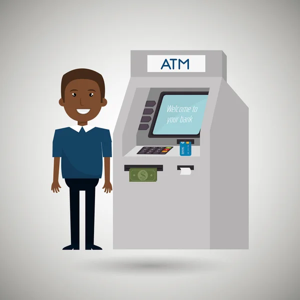 Man ATM-geld krediet — Stockvector