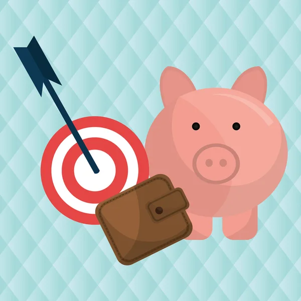 Doel geld piggy cash — Stockvector