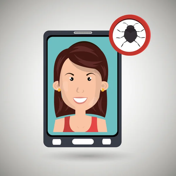 Femme smartphone sécurisé — Image vectorielle