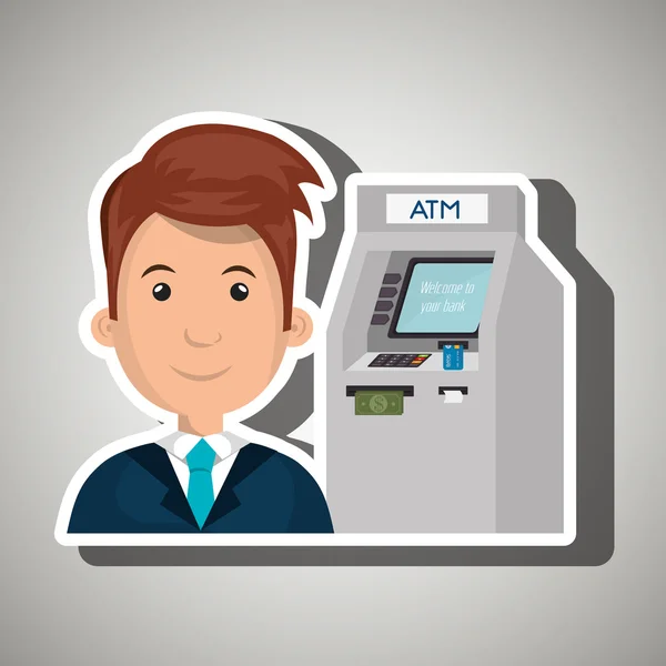 男子 atm 货币信用 — 图库矢量图片