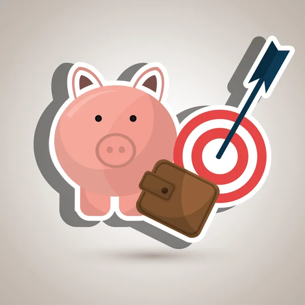 Target money piggy cash — Stock Vector