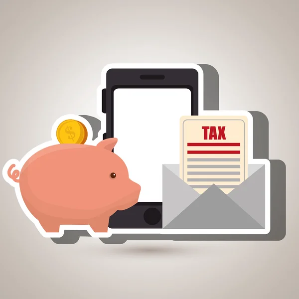 Impostos porquinho smartphone — Vetor de Stock