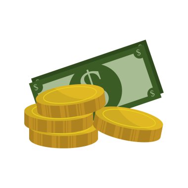 Yeşil para faturaları ve madeni paralar