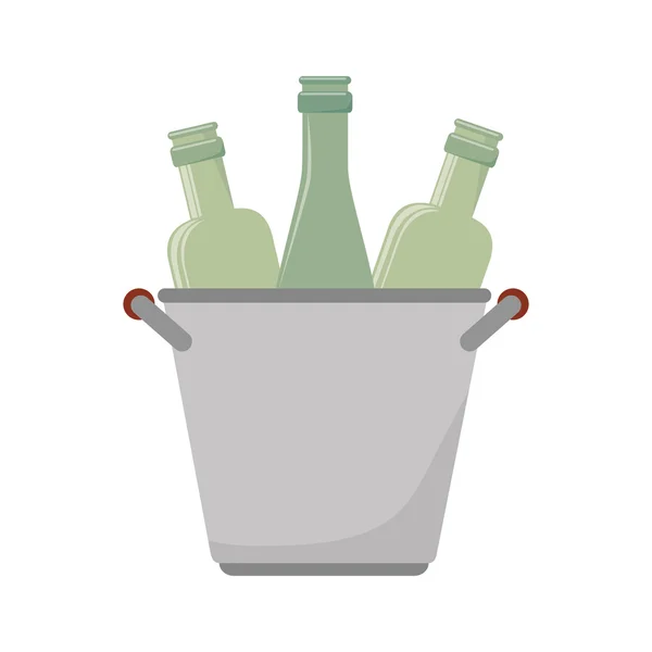 Eimer mit Weinflaschen — Stockvektor