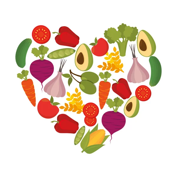 Comida saludable corazón — Vector de stock