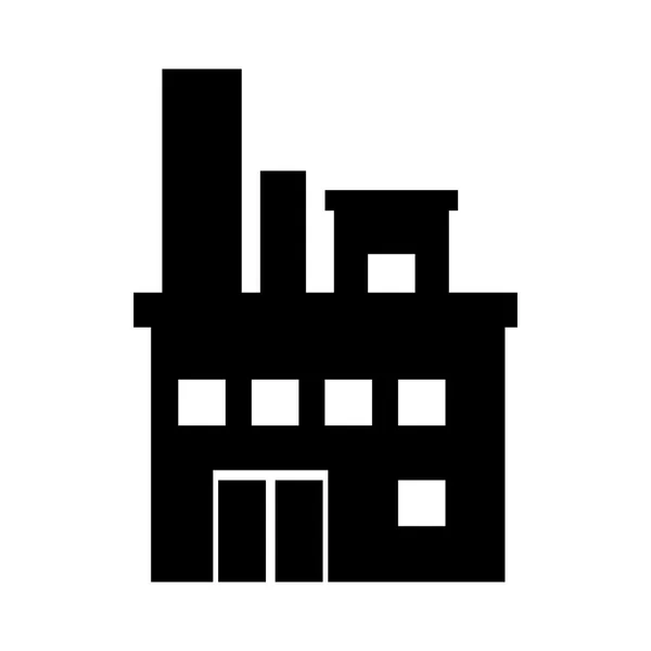 Fabrika Binası ve sanayi siluet — Stok Vektör