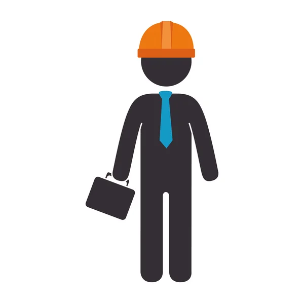 Construction man wearing suit and tie — Stock Vector