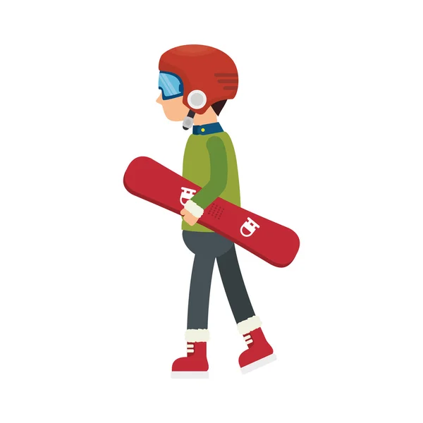 Ragazzo cartone animato snowboard — Vettoriale Stock